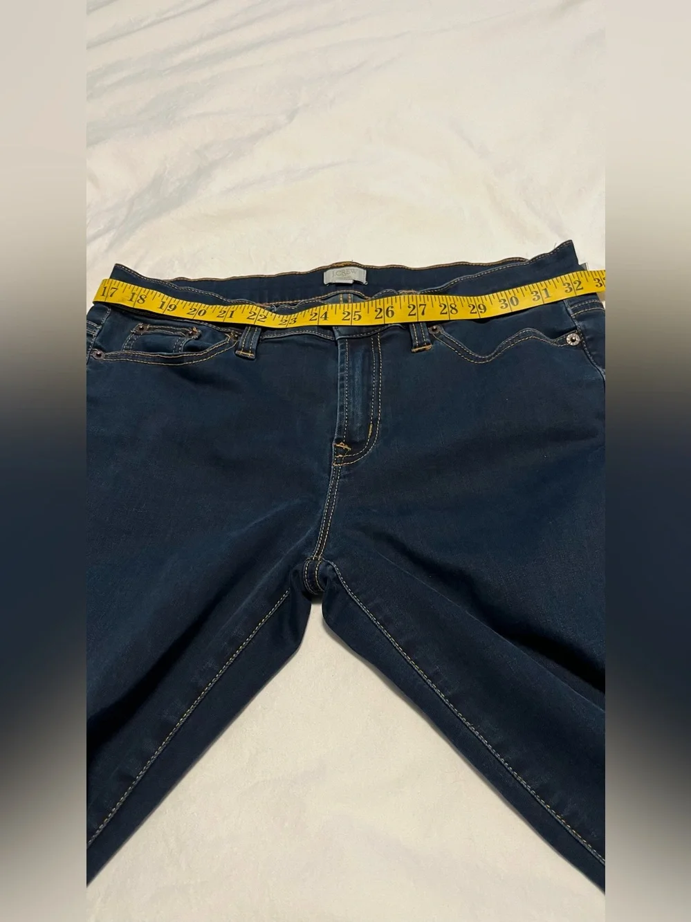 Women’s J. CREW STRETCH Dark Blue Mid- Rise Skinny  Denim Jeans Size 30 - Picture 13 of 14